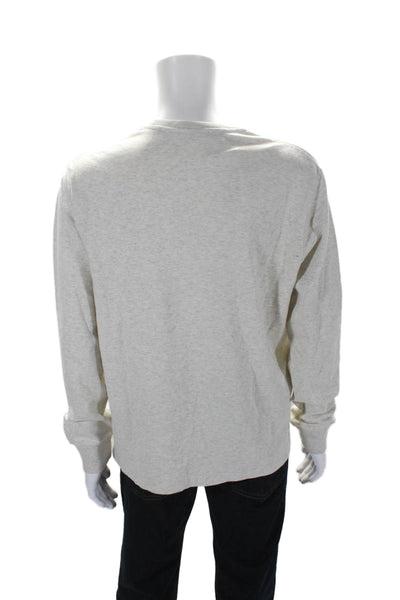 Frame Mens Cotton Beige Crew Neck Long Sleeve Pullover Classic Sweatshirt Size L