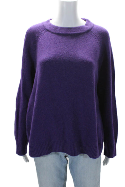 Wythe NY Womens Cashmere Purple Crew Neck Long Sleeve Sweater Top Size L