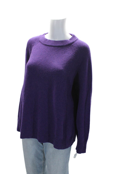 Wythe NY Womens Cashmere Purple Crew Neck Long Sleeve Sweater Top Size L