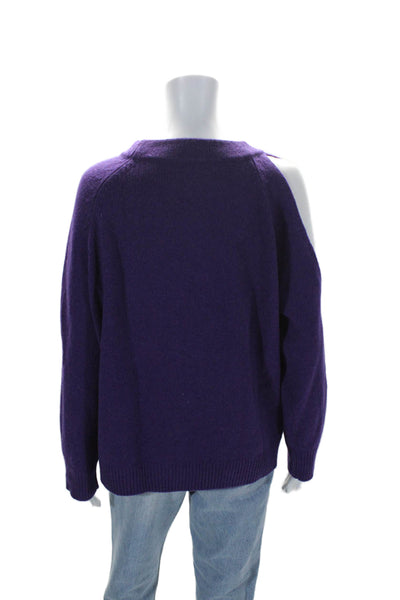 Wythe NY Womens Cashmere Purple Crew Neck Long Sleeve Sweater Top Size L