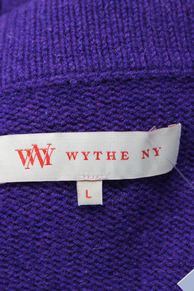 Wythe NY Womens Cashmere Purple Crew Neck Long Sleeve Sweater Top Size L