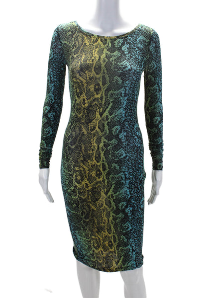 BCBGMAXAZRIA Womens Multicolor Snakeskin Print Long Sleeve Bodycon Dress Size XS