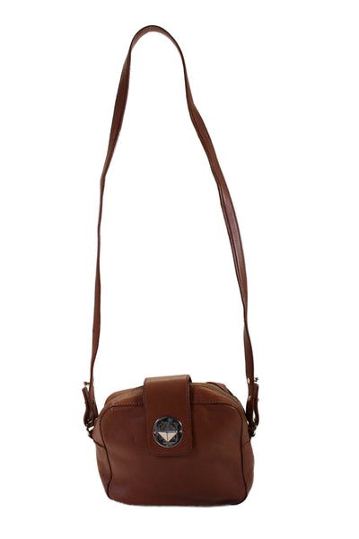 Kate Spade Womens Leather Turn Lock  Long Shoulder Strap Crossbody Bag Brown