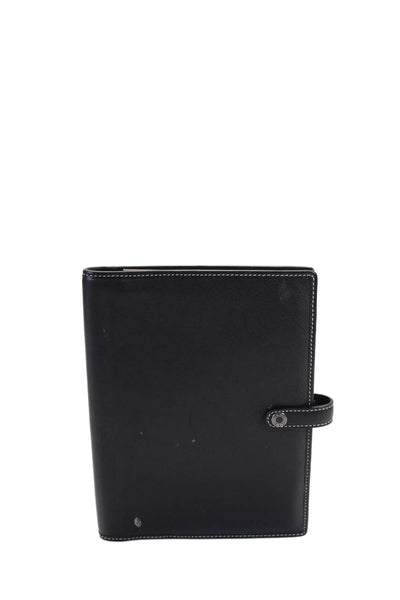 Coach Unisex Bi Fold Card Holder Agenda Wallet Book Black Leather