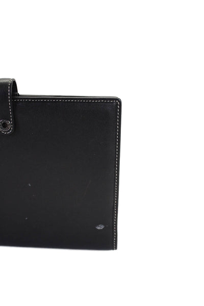 Coach Unisex Bi Fold Card Holder Agenda Wallet Book Black Leather