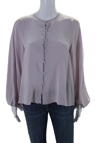 Anna Sammarone Women's Silk Long Sleeves Button Down Blouse Purple Size 40