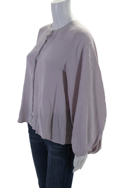 Anna Sammarone Women's Silk Long Sleeves Button Down Blouse Purple Size 40