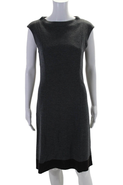 St. John Collection Women's Round Neck Sleeveless Fitted Mini Dress Gray Size 4