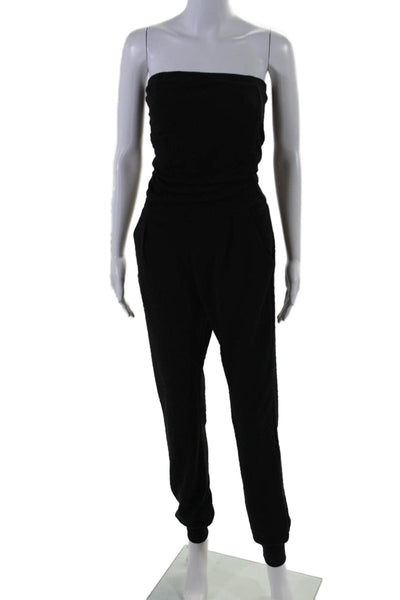 Wyatt Women's Square Neck Sleeveless Pockets Tapered Leg Jumpsuit Black Size XS