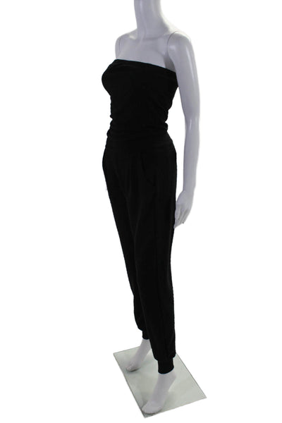 Wyatt Women's Square Neck Sleeveless Pockets Tapered Leg Jumpsuit Black Size XS