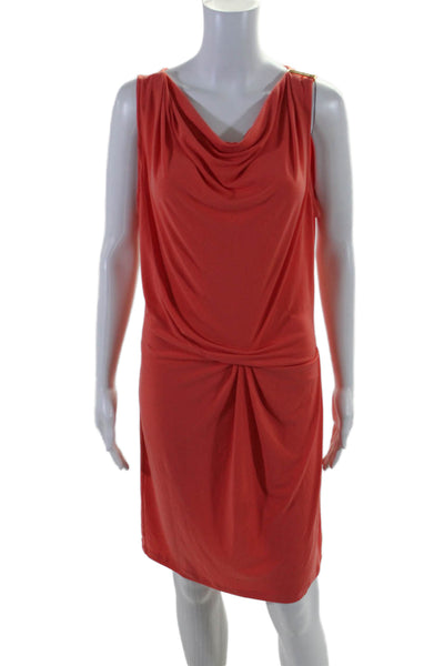 Michael Michael Kors Women's Cowl Neck Sleeveless Cinch Mini Dress Orange Size S