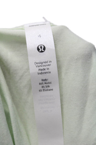 Lululemon Womens Cut Out Round Neck Sleeve Activewear Tank Top Green Size 4