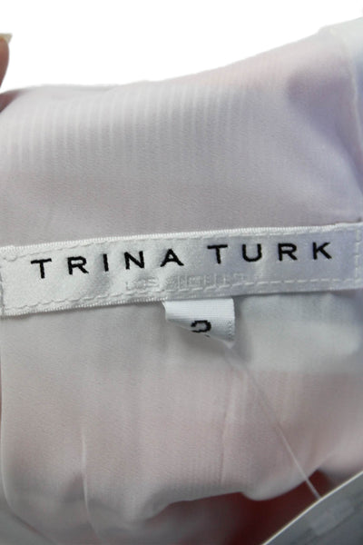 Trina Turk Womens Cotton Blend Striped Round Neck Mini Dress Orange Size 2