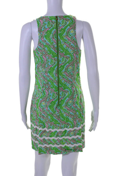 Lily Pulitzer Womens Cotton Abstract Print Beaded Sleeveless Dress Green Size 4