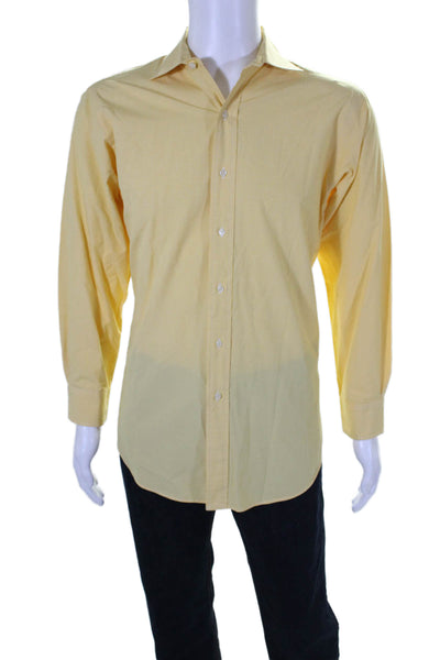 Polo Ralph Lauren Mens Yellow Printed Long Sleeve Classic Fit Dress Shirt Size16