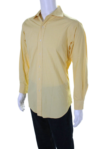 Polo Ralph Lauren Mens Yellow Printed Long Sleeve Classic Fit Dress Shirt Size16