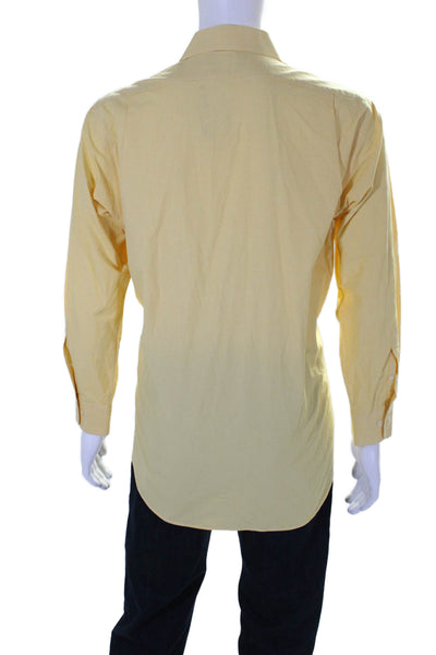 Polo Ralph Lauren Mens Yellow Printed Long Sleeve Classic Fit Dress Shirt Size16