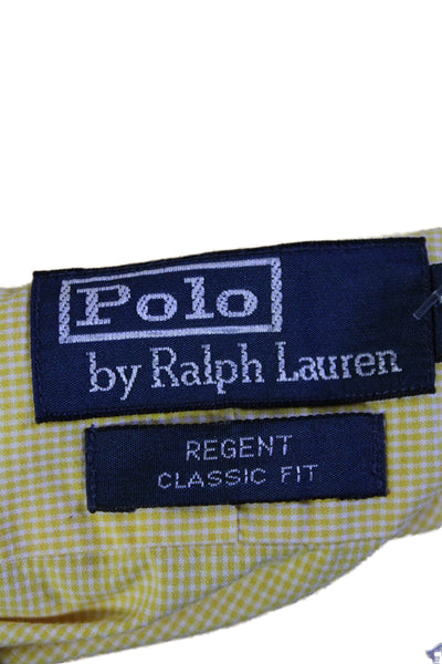 Polo Ralph Lauren Mens Yellow Printed Long Sleeve Classic Fit Dress Shirt Size16