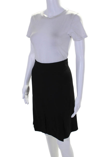 Karl Lagerfeld Womens Inverted Pleated Lace Trim A Line Skirt Black Size 14