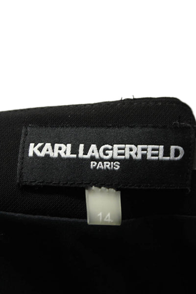 Karl Lagerfeld Womens Inverted Pleated Lace Trim A Line Skirt Black Size 14