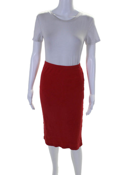 Agnes B Womens Flat Front Pull On Knee Length Pencil Skirt Red Cotton Size 1