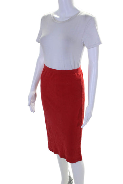 Agnes B Womens Flat Front Pull On Knee Length Pencil Skirt Red Cotton Size 1