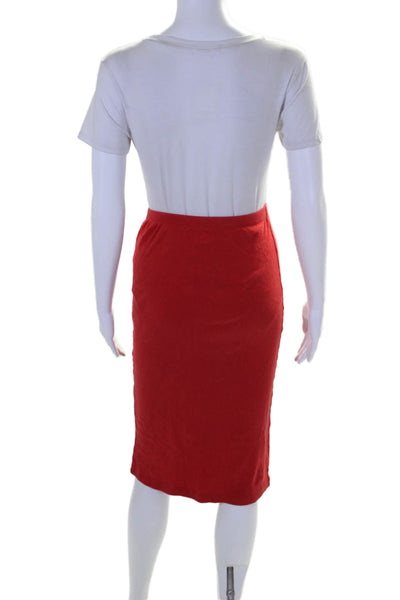 Agnes B Womens Flat Front Pull On Knee Length Pencil Skirt Red Cotton Size 1