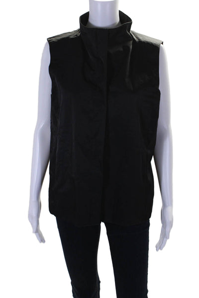 Eileen Fisher Womens Full Zipper Tank Top Black Cotton Blend Size Medium