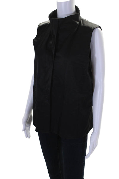 Eileen Fisher Womens Full Zipper Tank Top Black Cotton Blend Size Medium