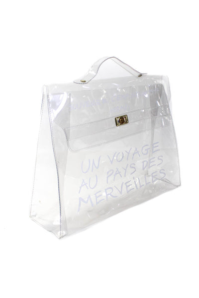 Hermes Womens Clear Vinyl Souvenir De L'Exposition Kelly Bag Handbag