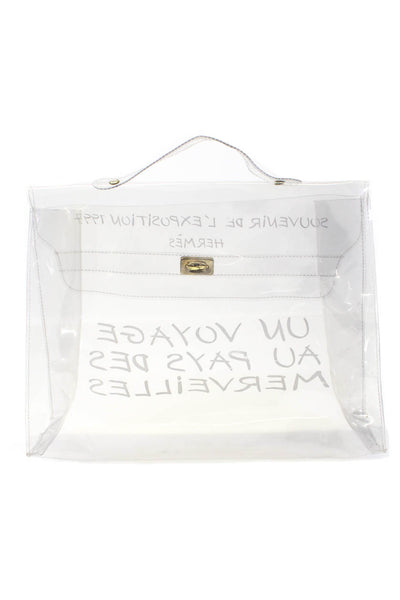 Hermes Womens Clear Vinyl Souvenir De L'Exposition Kelly Bag Handbag