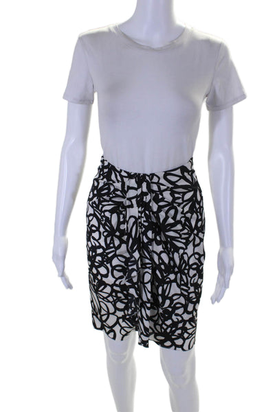 DKNY Womens Silk Geometric Floral Print Ruffle Pleated Skirt Color Block Size 2