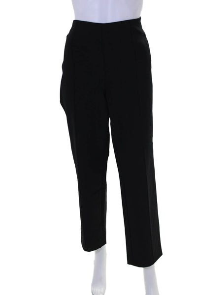 Escada Womens Side Zip High Rise Pleated Straight Leg Pants Black Size IT 42