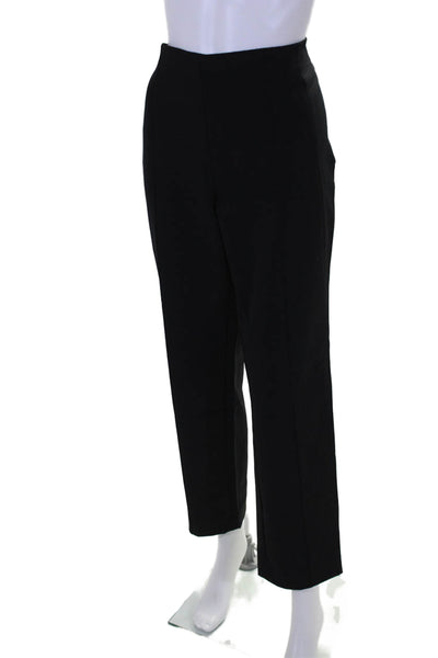 Escada Womens Side Zip High Rise Pleated Straight Leg Pants Black Size IT 42