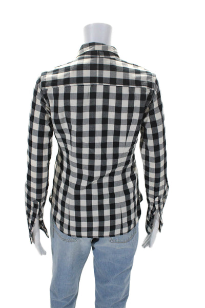 Shipley & Halmos Womens Black Collar Gingham Print Button Down Shirt Size S