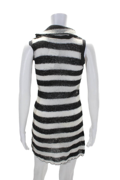 Free People Womens Black White Striped Cowl Neck Sleeveless Mini Dress Size S