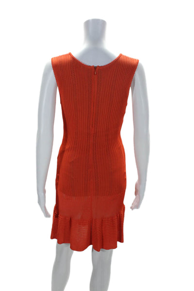 Alaia Women's V-Neck Sleeveless Tiered Fitted Mini Dress Orange Size XS