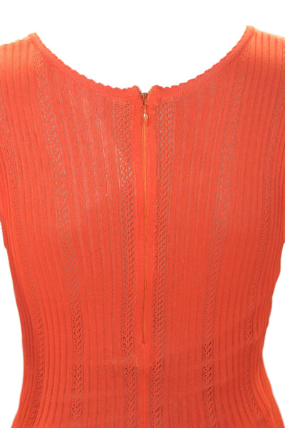 Alaia Women's V-Neck Sleeveless Tiered Fitted Mini Dress Orange Size XS