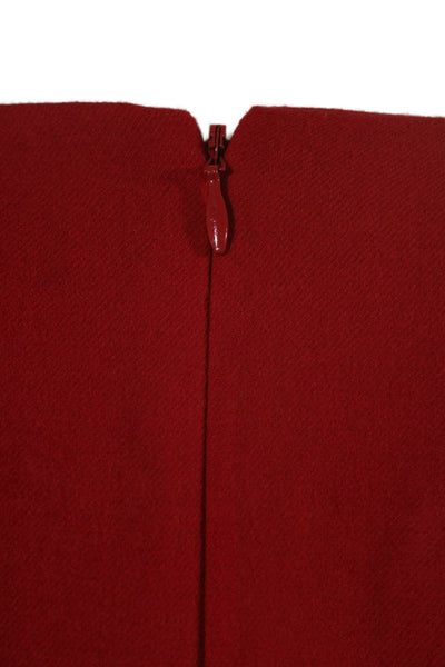 J Crew Womens Back Zip 3/4 Sleeve Scoop Neck Shift Dress Red Wool Size 4