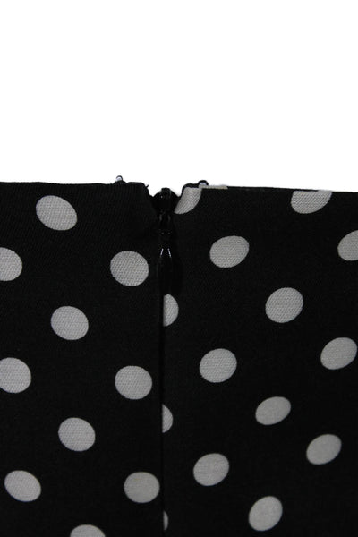 Milly Womens Back Zip Spaghetti Strap V Neck Polka Dot Dress Black White Size 4