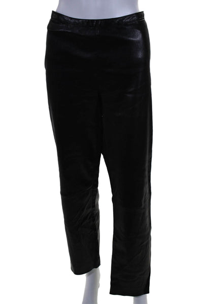 Piazza Sempione Womens Side Zip High Rise Leather Pants Black Size IT 48