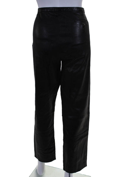 Piazza Sempione Womens Side Zip High Rise Leather Pants Black Size IT 48