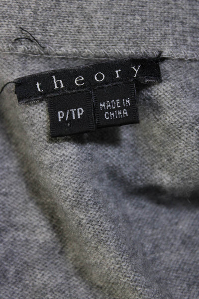 Theory Womens Button Front V Neck Cashmere Cardigan Sweater Gray Size Petite