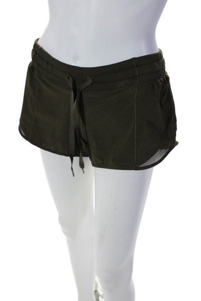 Lululemon Womens Mid Rise Drawstring Mesh Trim Short Shorts Green Size 4