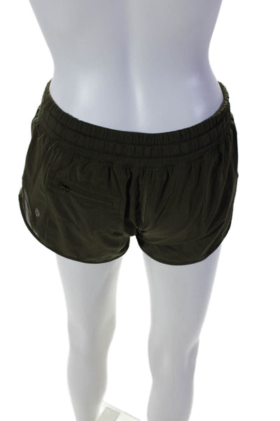 Lululemon Womens Mid Rise Drawstring Mesh Trim Short Shorts Green Size 4