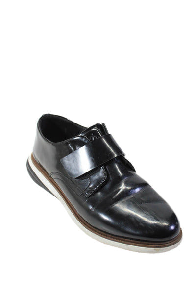 Cole Haan Womens Patent Leather Hook Pile Tape Loafers Black Size 6.5 B