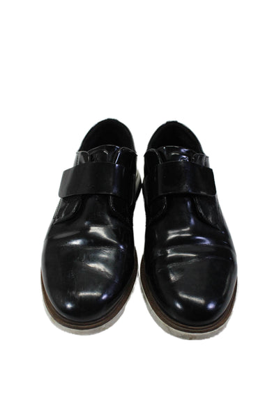 Cole Haan Womens Patent Leather Hook Pile Tape Loafers Black Size 6.5 B