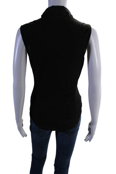 Standard James Perse Womens Black Cotton Collar Sleeveless Blouse Top Size 1