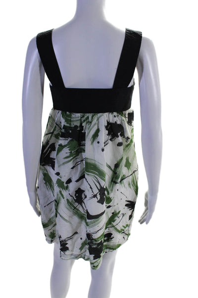 Robert Rodriguez Womens Silk Green Printed Square Neck Lined Shift Dress Size 4
