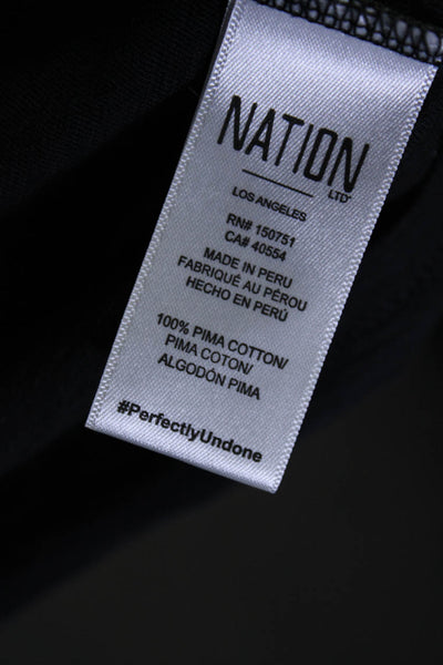 Nation LTD Womens Black Cotton One Shoulder Short Sleeve Blouse Top Size XS